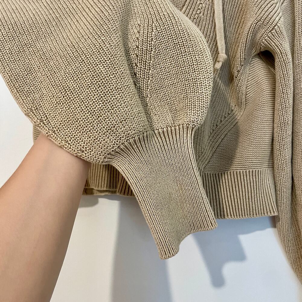 Veronica Beard Ursina Sweater Hoodie Pullover Sweatshirt Cream 100% Cotton Knit - Picture 5 of 16